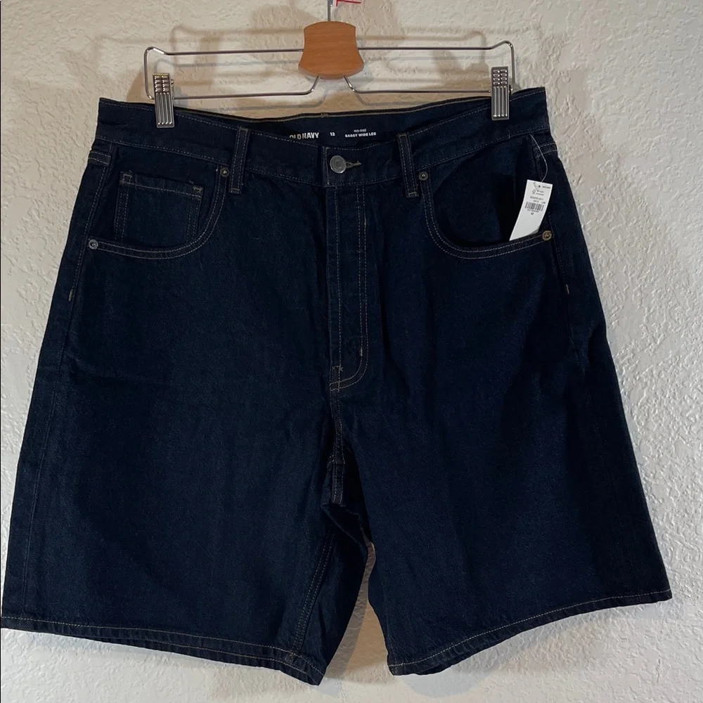 OLD NAVY Mid-Rise Baggy Jean Bermuda Shorts 9-inch inseam Size 12 NEW - Picture 3 of 15